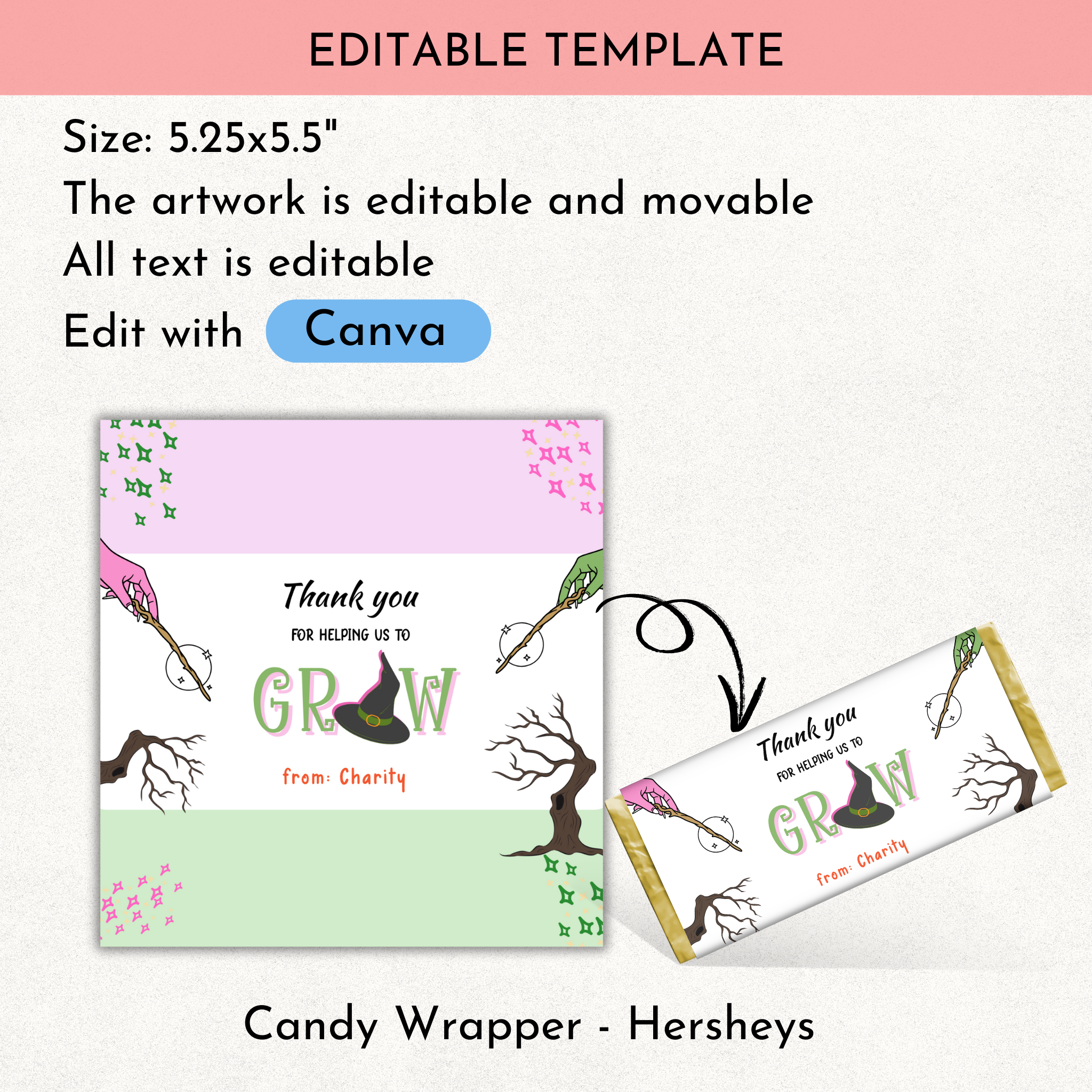 Witch-Themed Teacher Appreciation Chocolate Wrapper