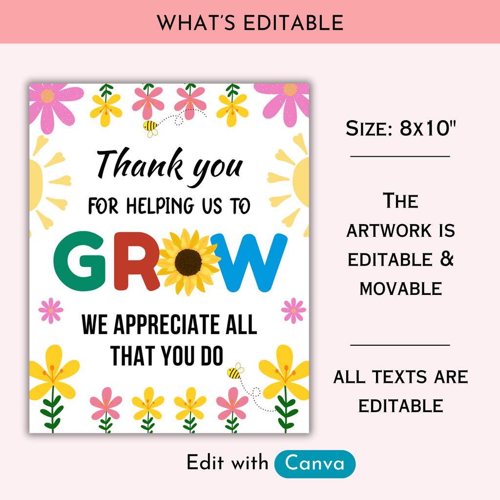 Floral-Themed Teacher Appreciation Sign