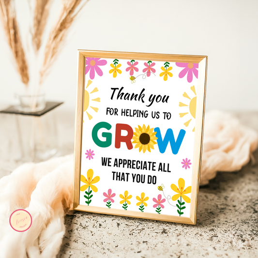 Floral-Themed Teacher Appreciation Sign