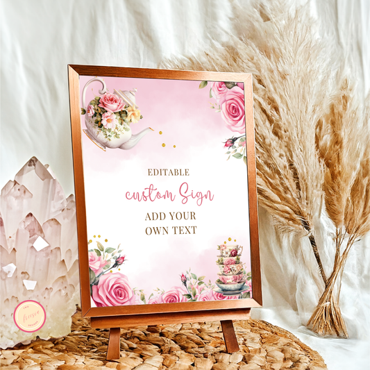 Editable Tea Party Table Sign