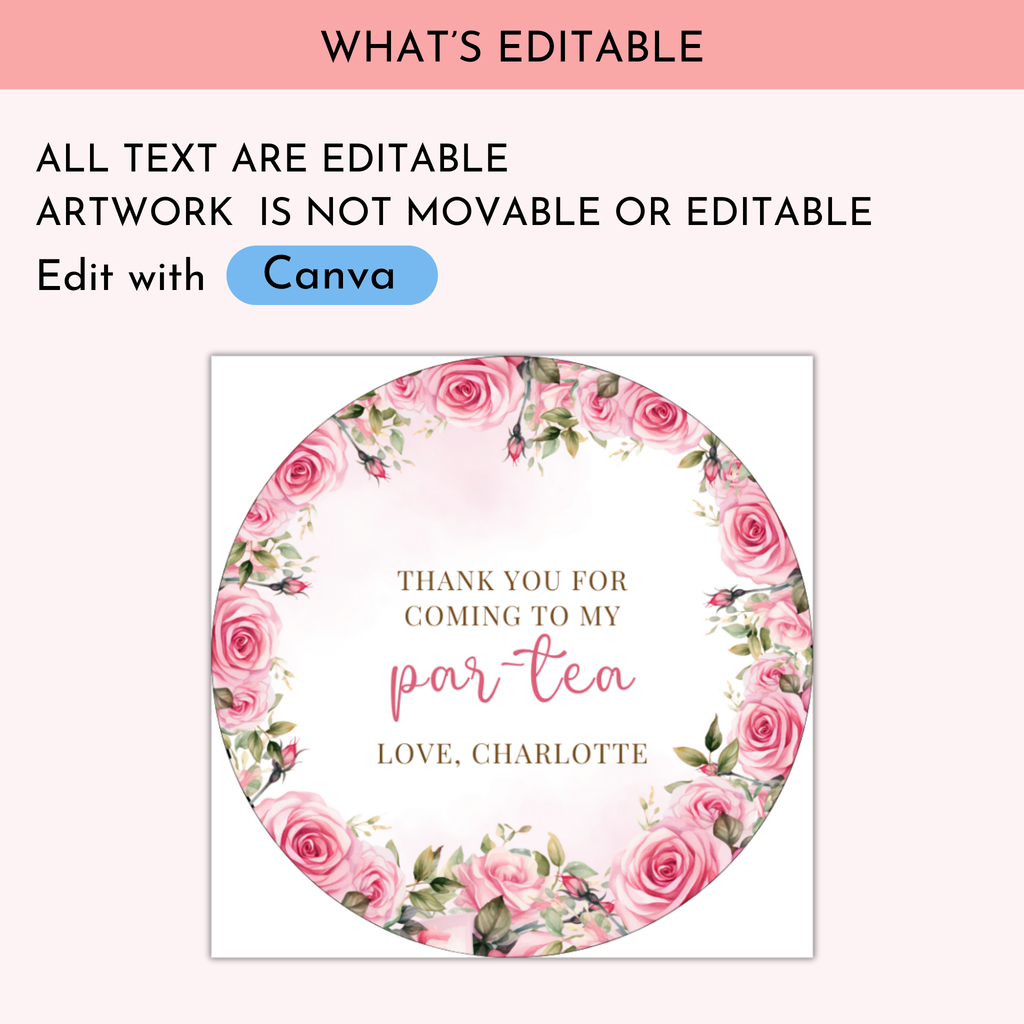 Tea Party Favor Round Tag