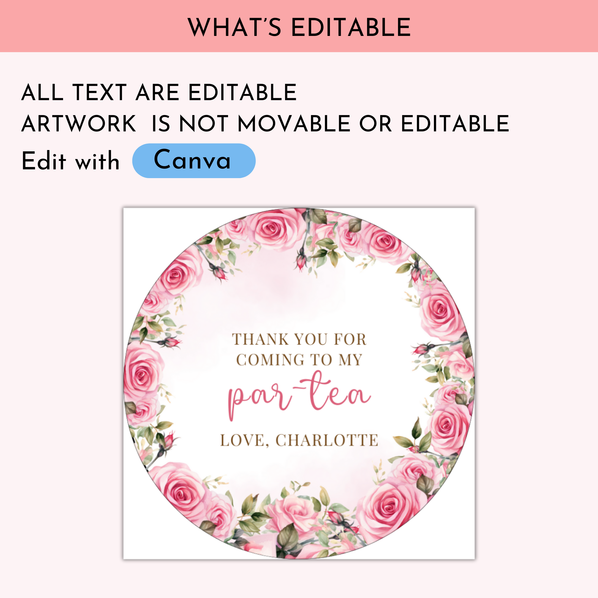 Tea Party Favor Round Tag