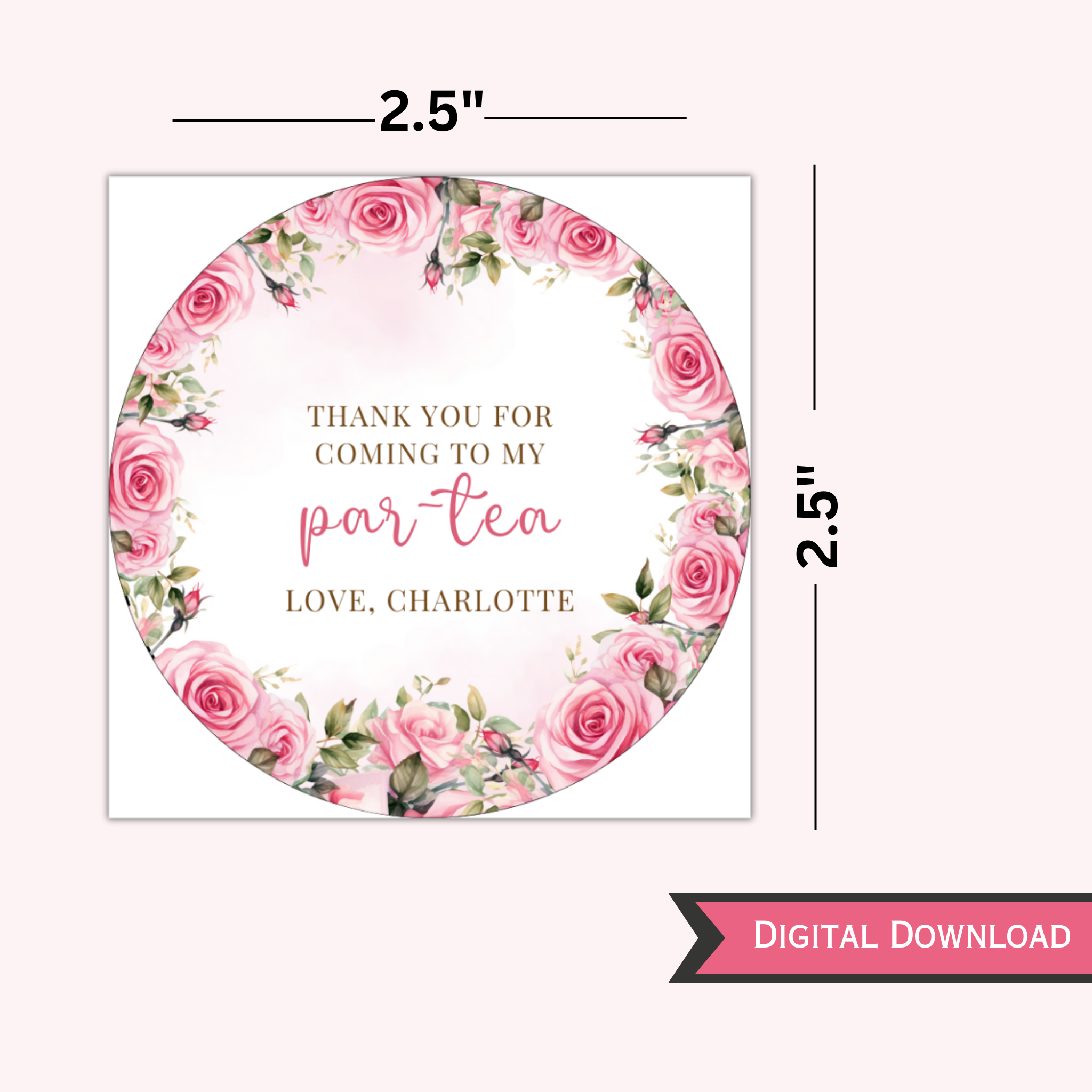 Tea Party Favor Round Tag