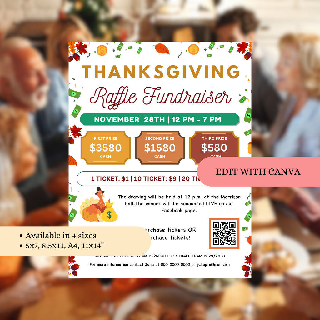 Thanksgiving Raffle Fundraiser Flyer Template