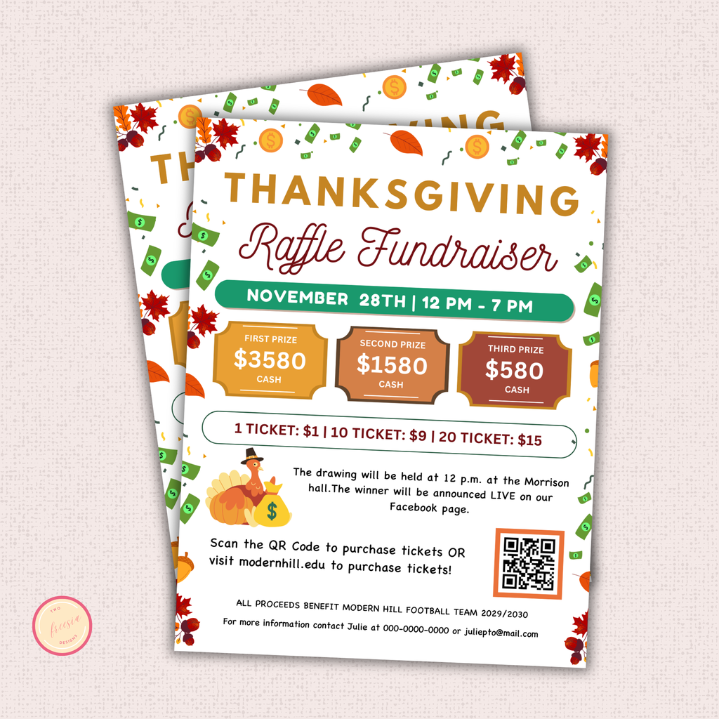 Thanksgiving Raffle Fundraiser Flyer Template