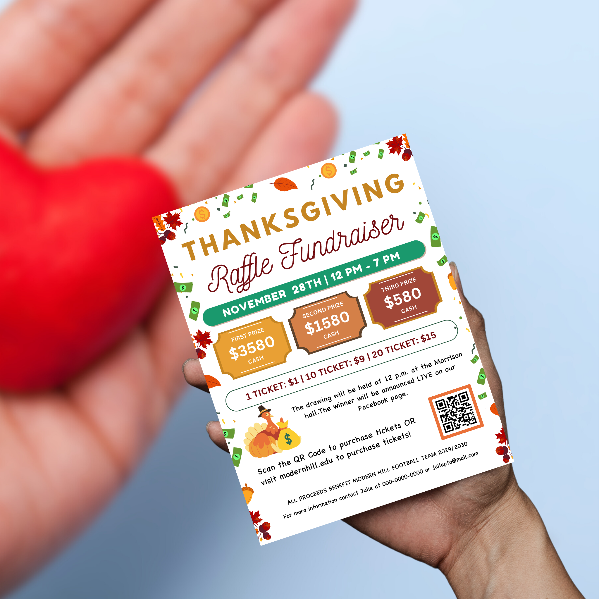 Thanksgiving Raffle Fundraiser Flyer Template
