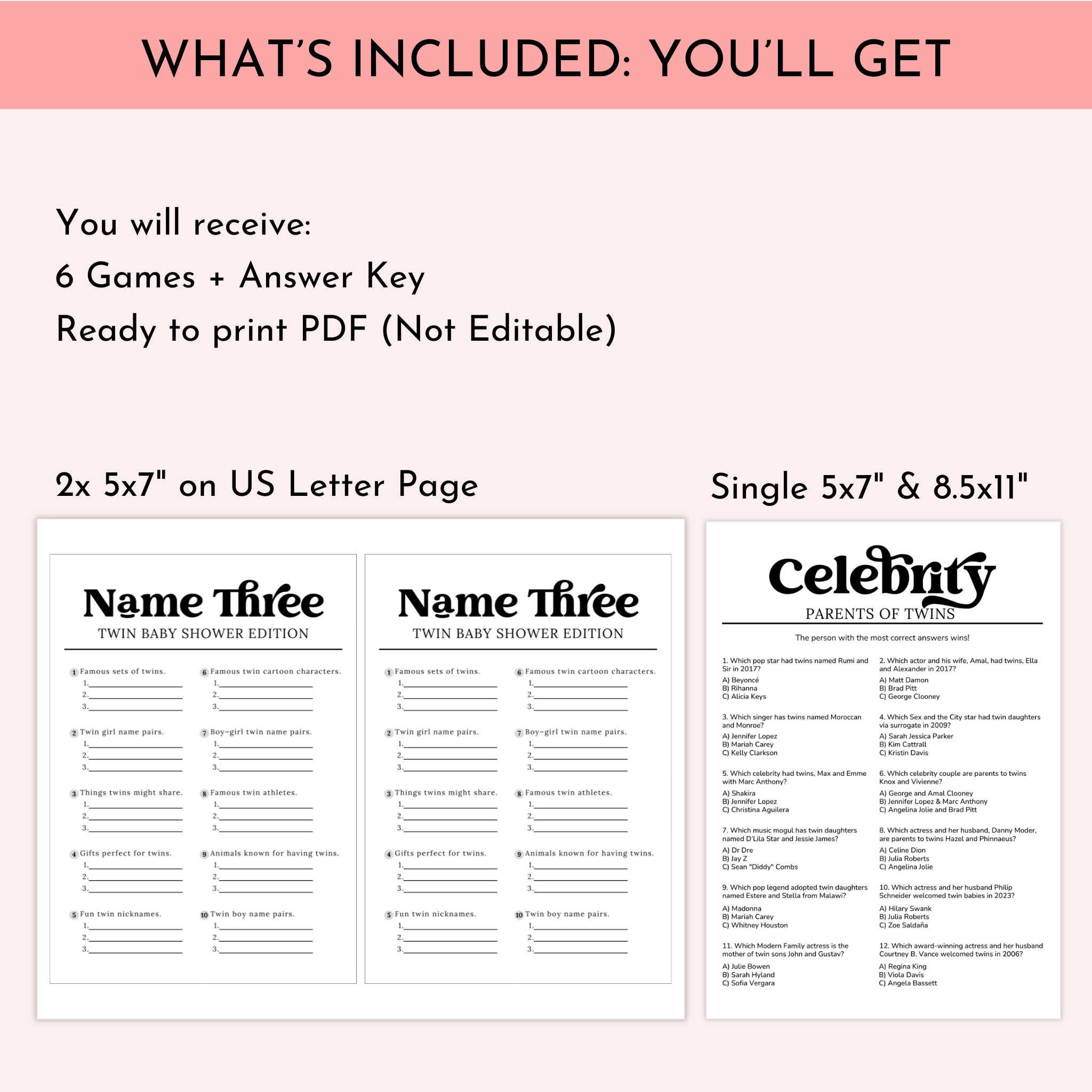 Twins Baby Shower Games