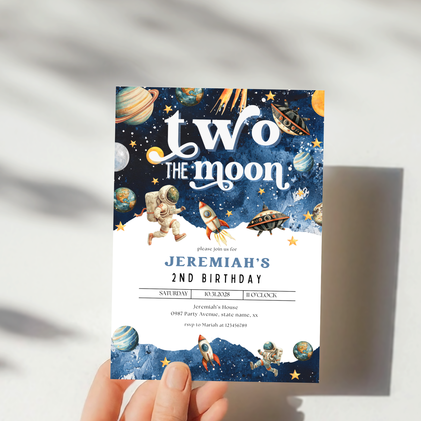 Two The Moon Invitation | Blue