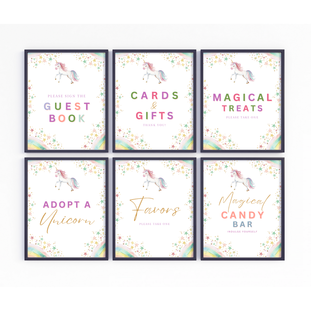 Unicorn Birthday Table Sign Templates