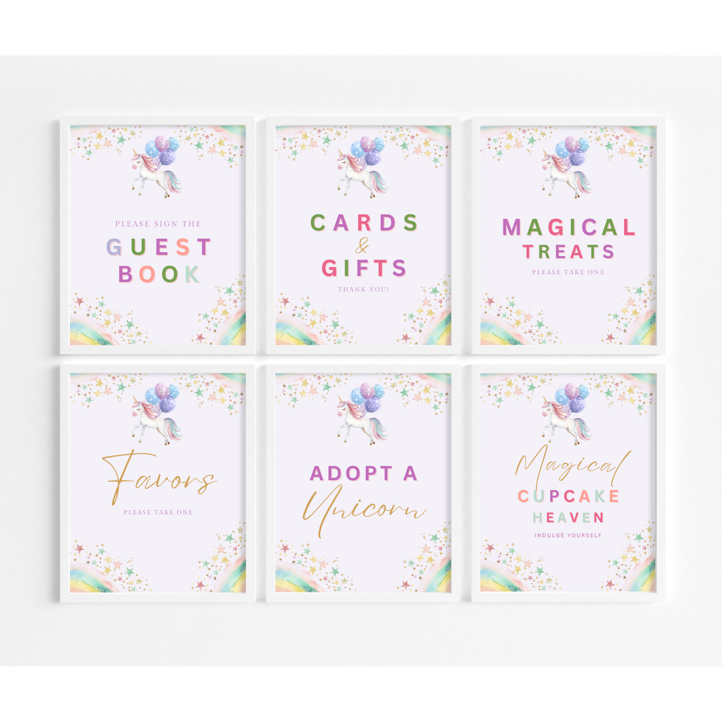 Unicorn Birthday Table Sign Templates