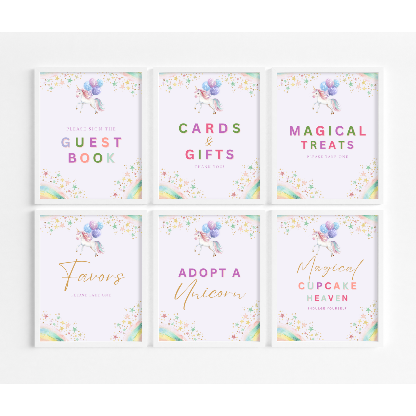 Unicorn Birthday Table Sign Templates