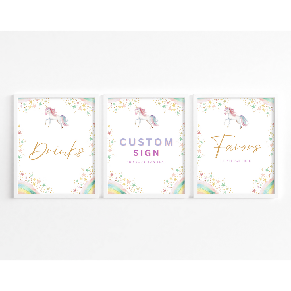 Unicorn Birthday Table Sign Templates