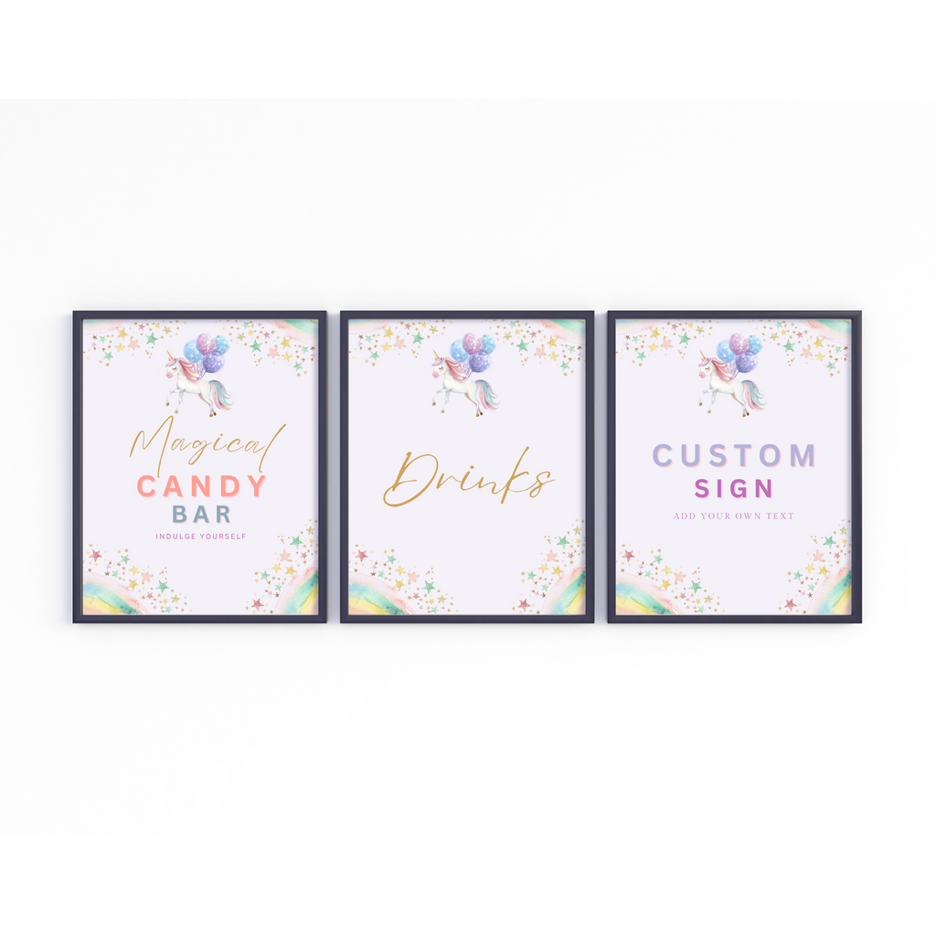 Unicorn Birthday Table Sign Templates