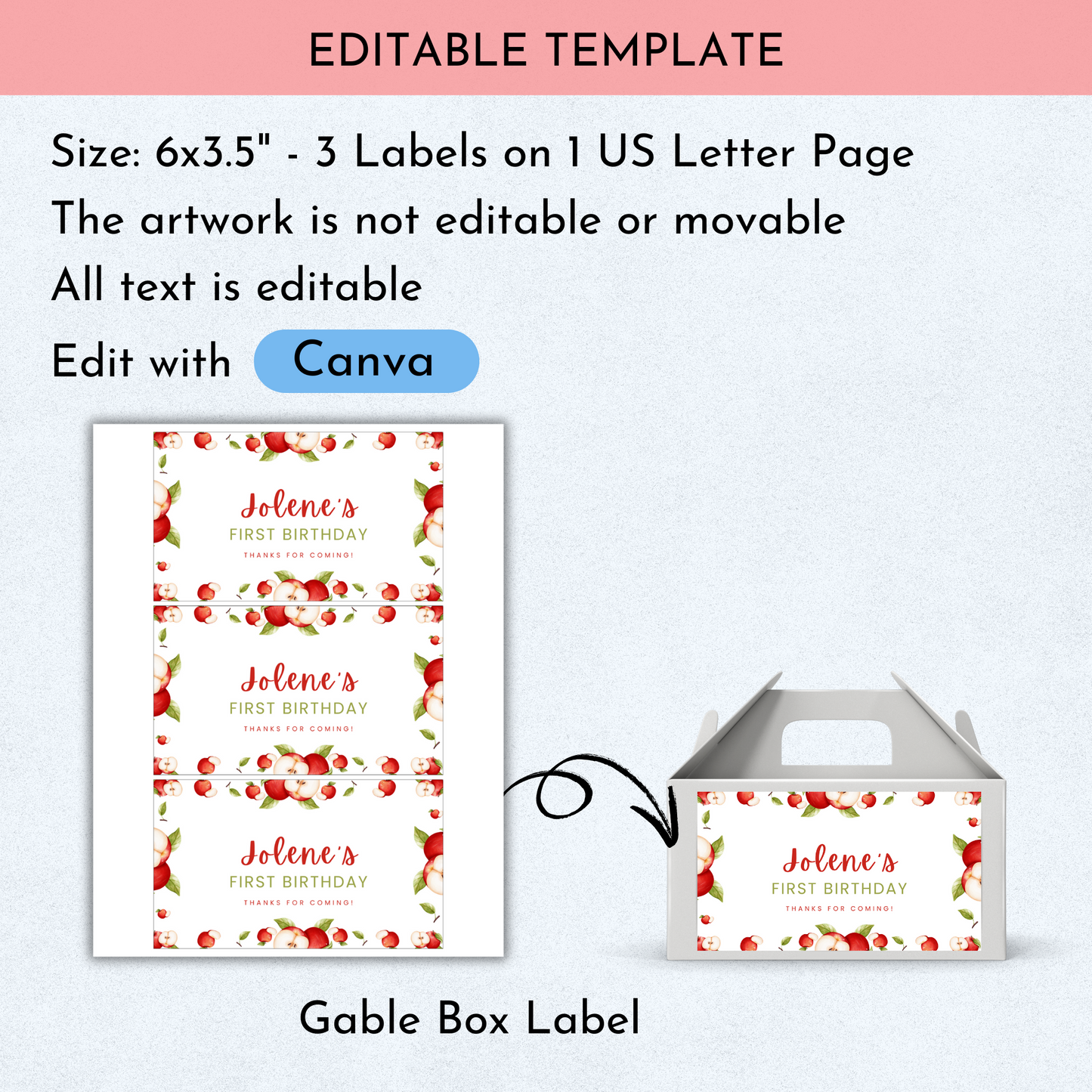 Apple Birthday Favor Bundle