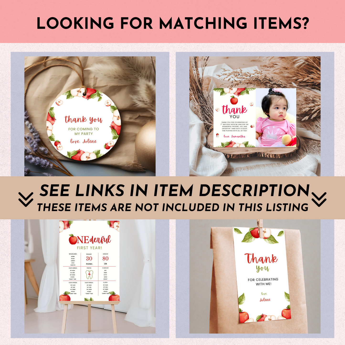 Apple Birthday Favor Bundle