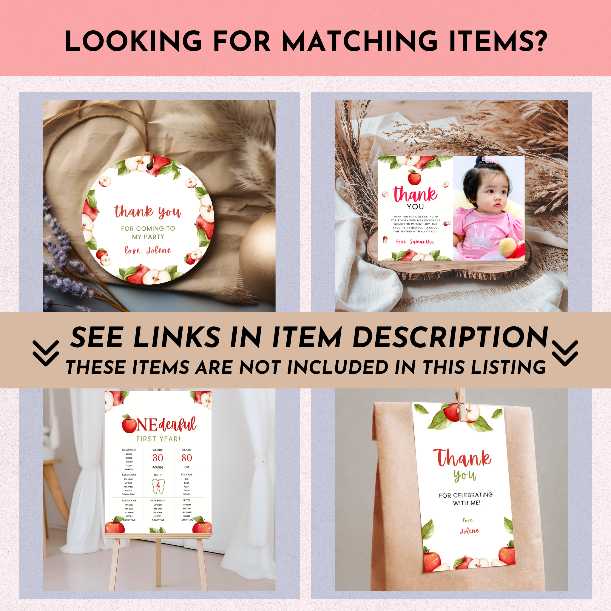 Apple Birthday Favor Bundle