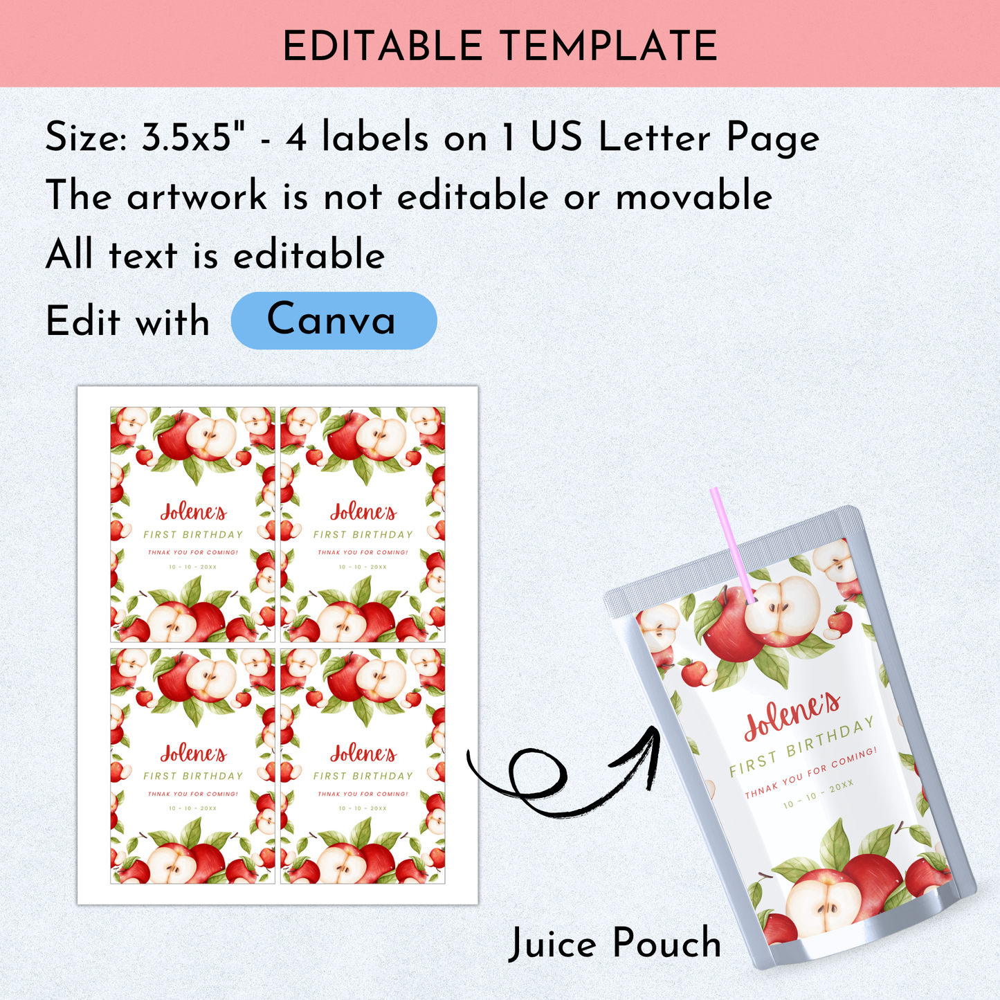 Apple Birthday Favor Bundle