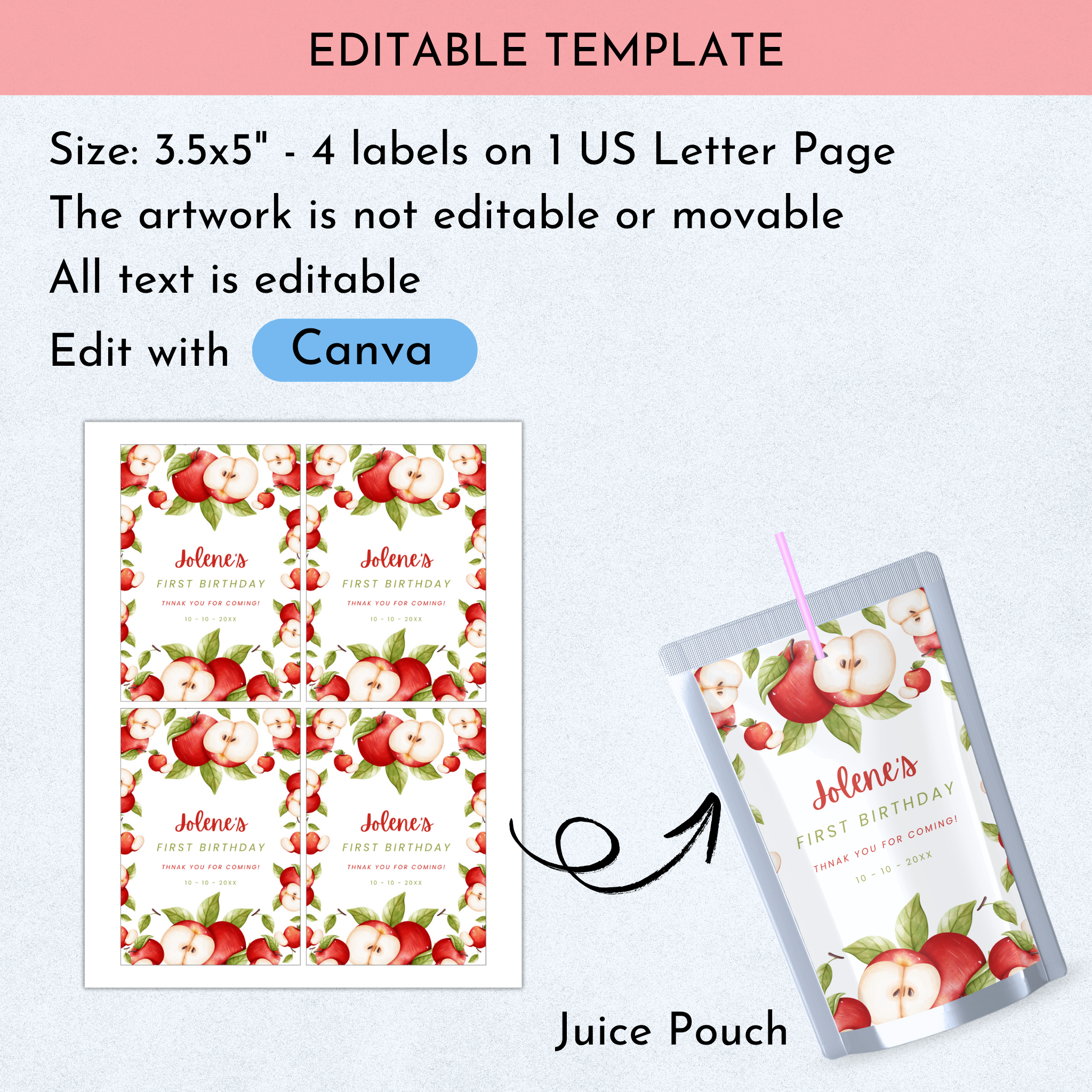 Apple Birthday Favor Bundle