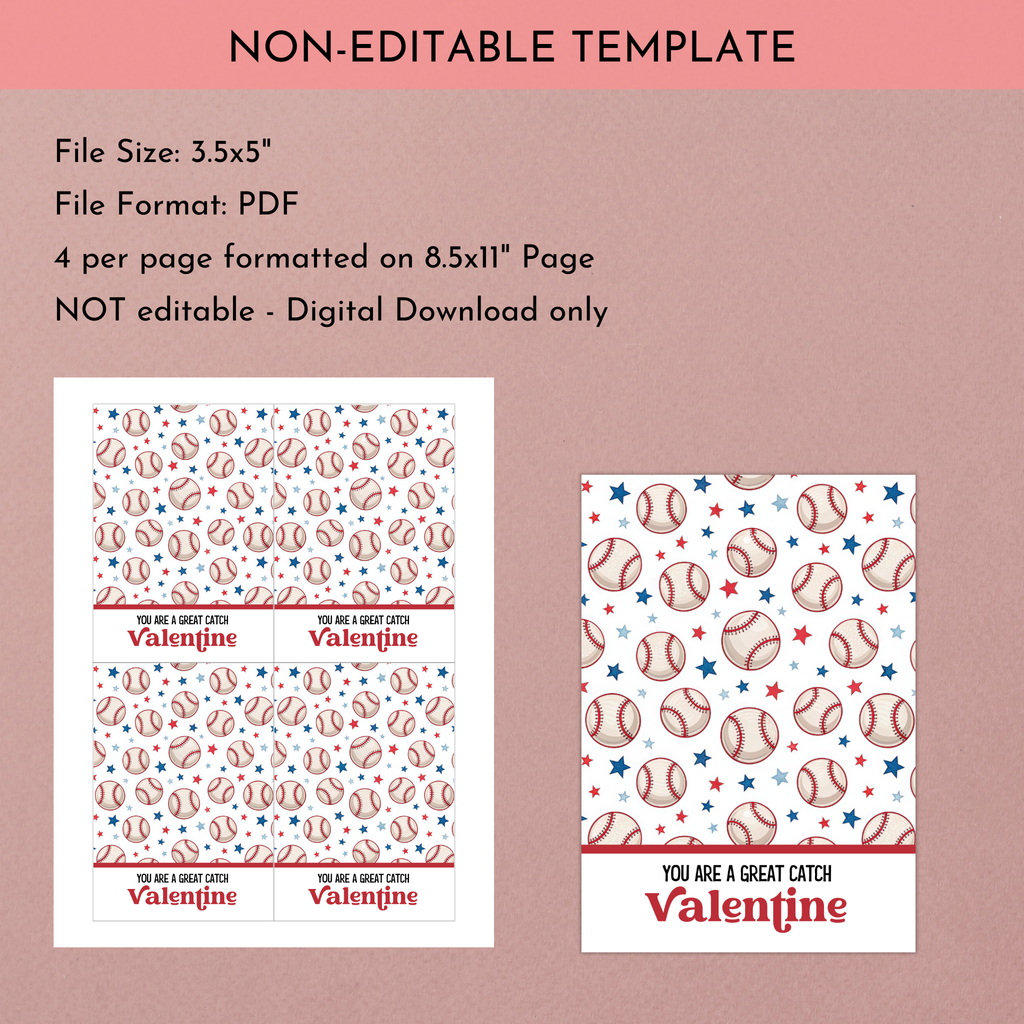 Baseball Valentine Cookie Card