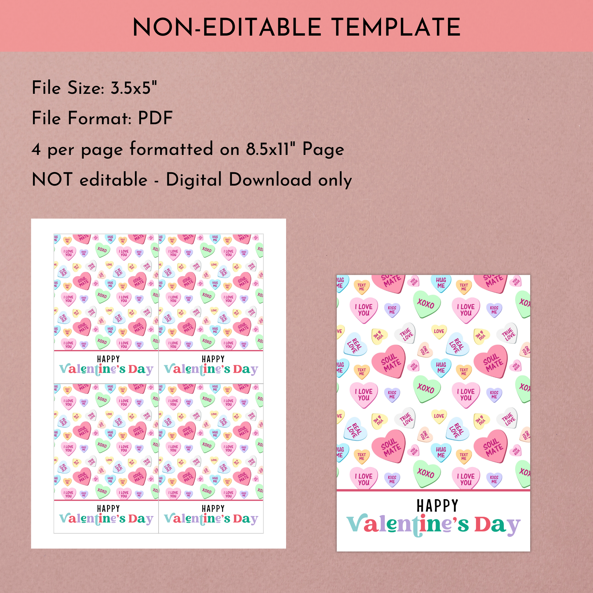 Conversation Hearts Cookie Card