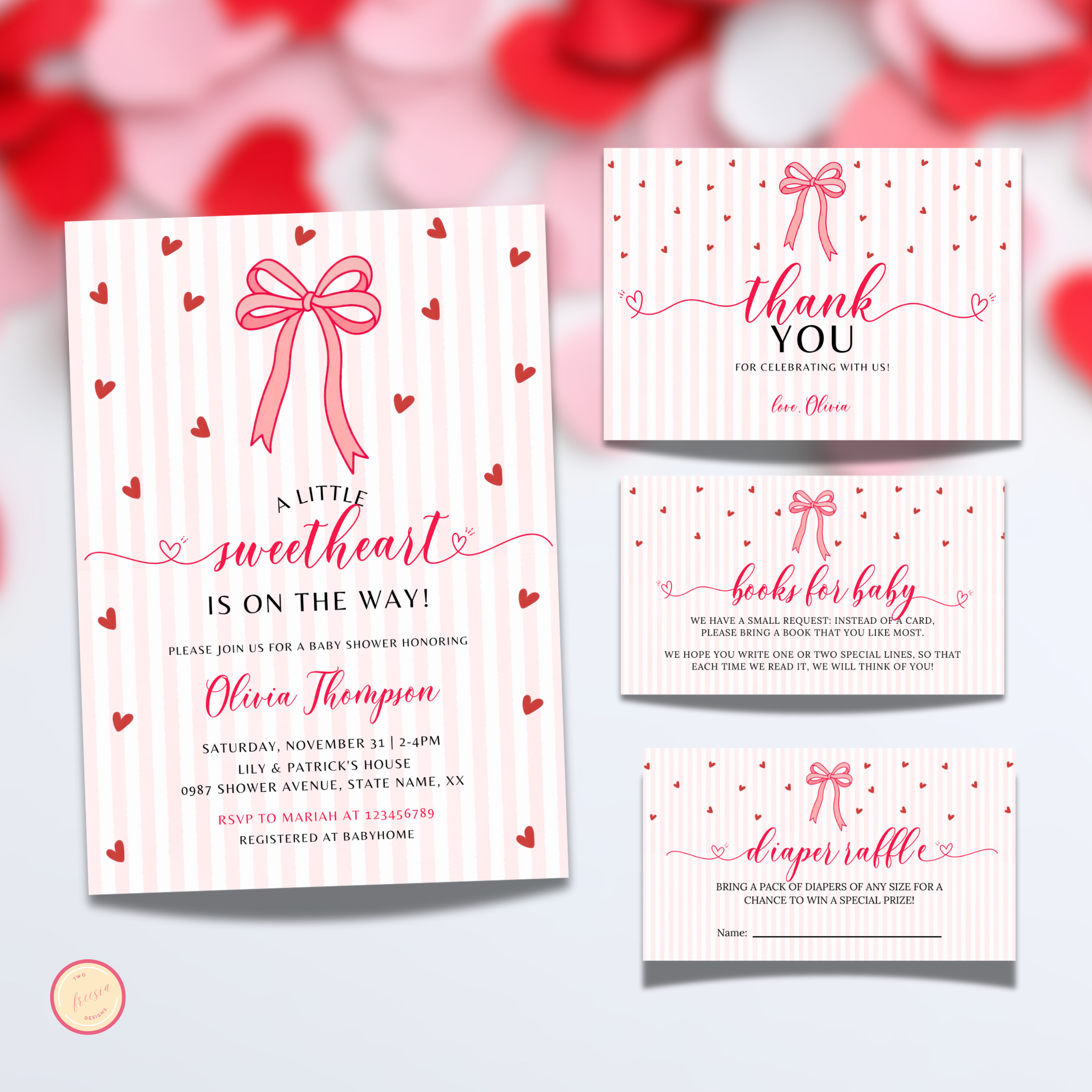 Valentine Baby Shower Invitation Set