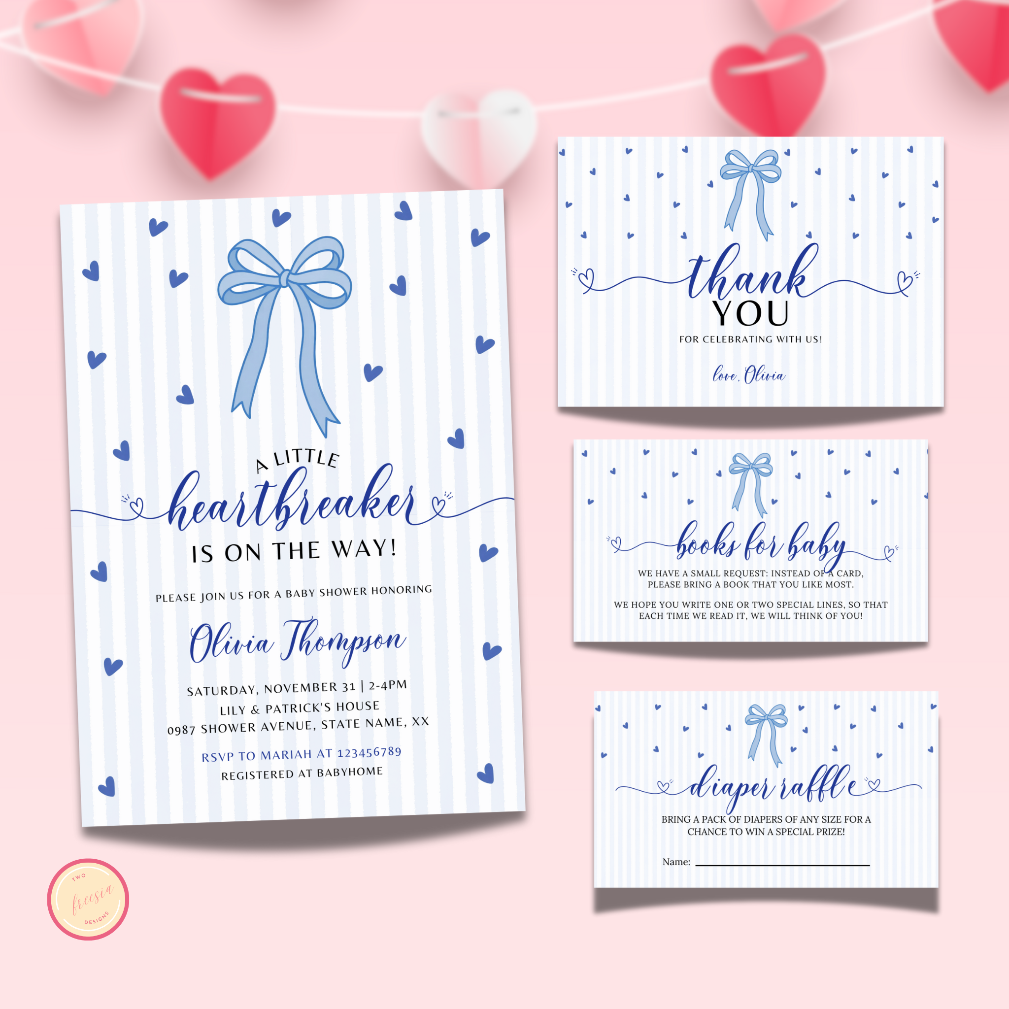 Valentine Baby Shower Invitation Set