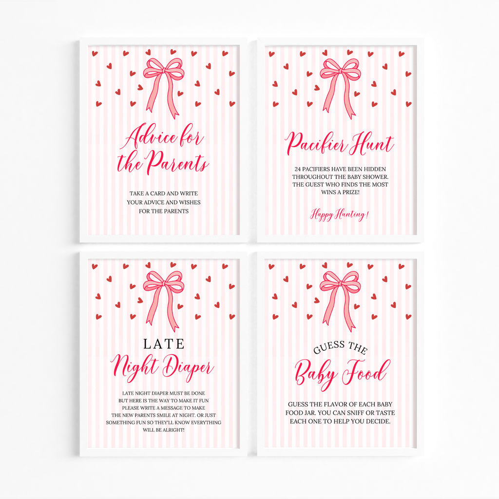 Valentine Baby Shower Games & Sign Bundle