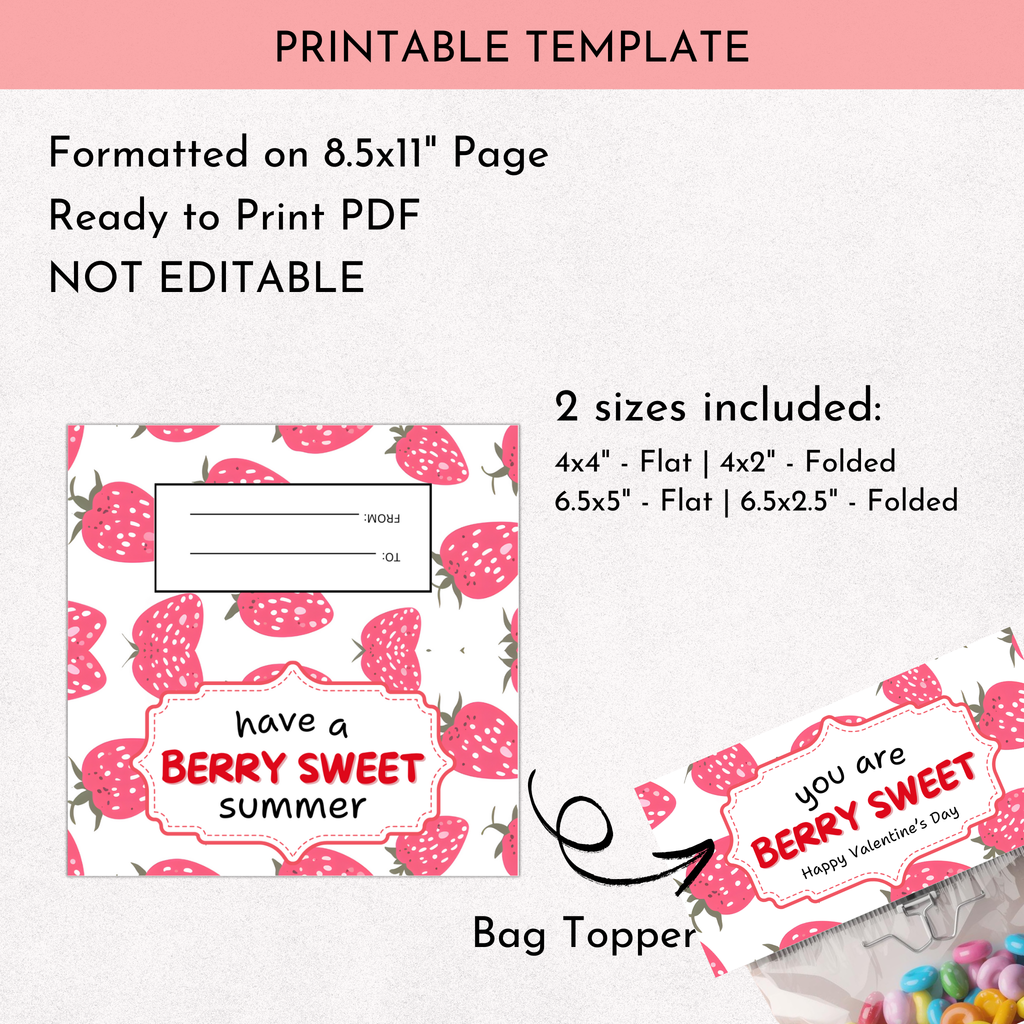 Valentine's Berry Sweet Bag Topper