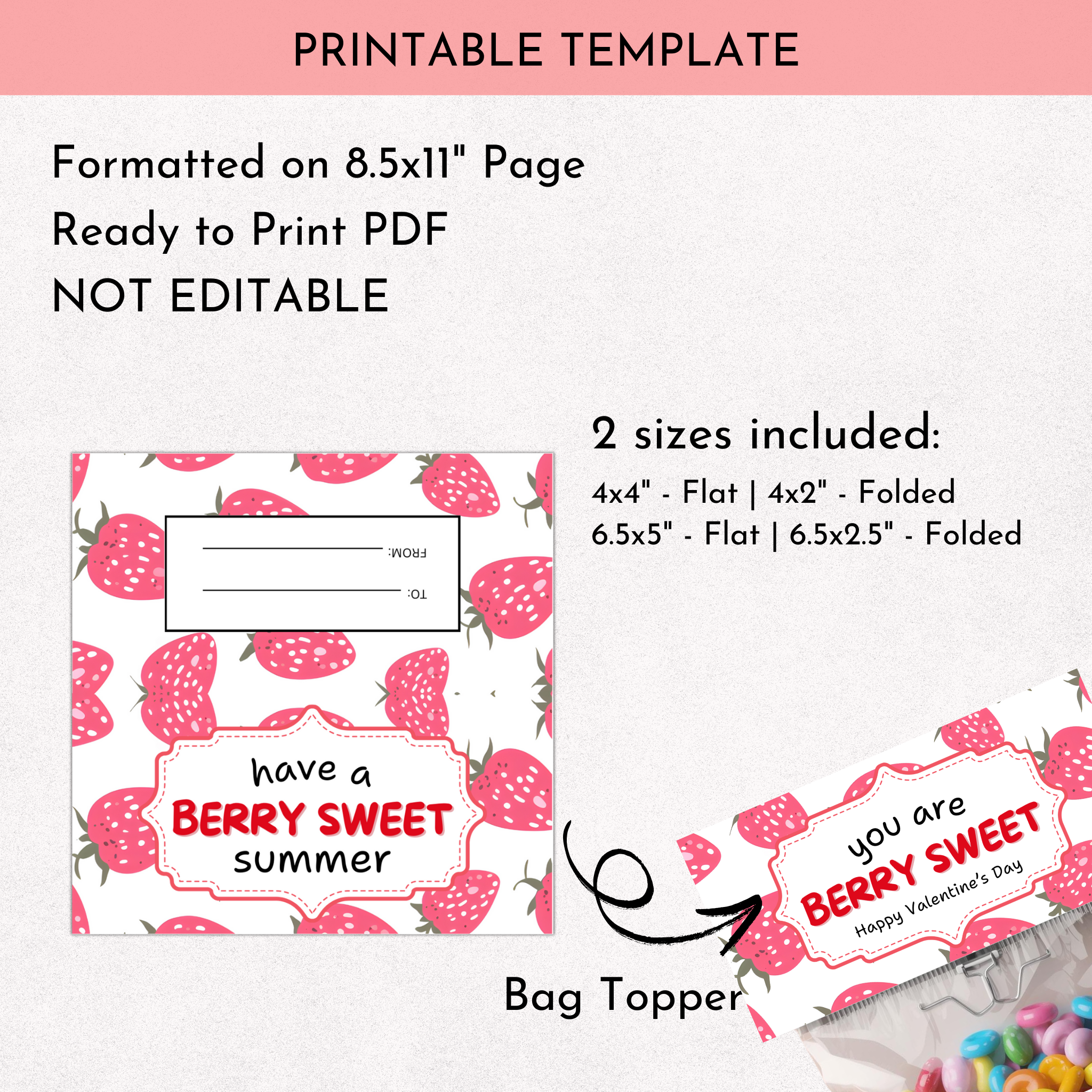 Valentine's Berry Sweet Bag Topper
