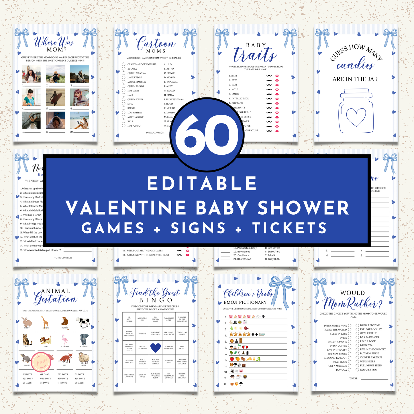 Valentine Baby Shower Games & Sign Bundle