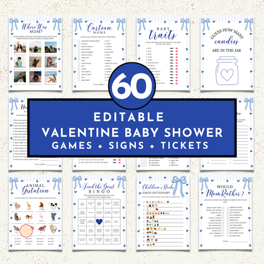 Valentine Baby Shower Games & Sign Bundle