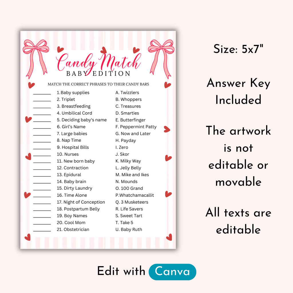 Valentine Baby Shower Games & Sign Bundle