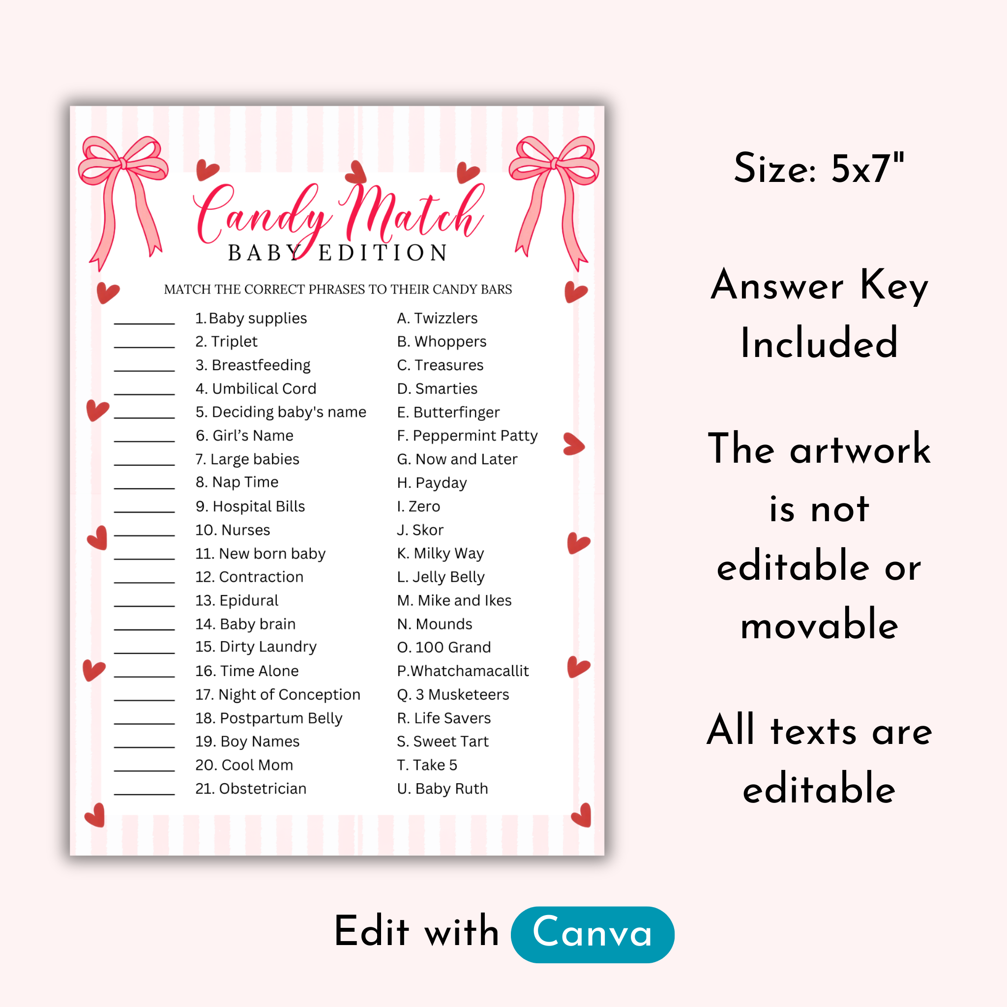 Valentine Baby Shower Games & Sign Bundle