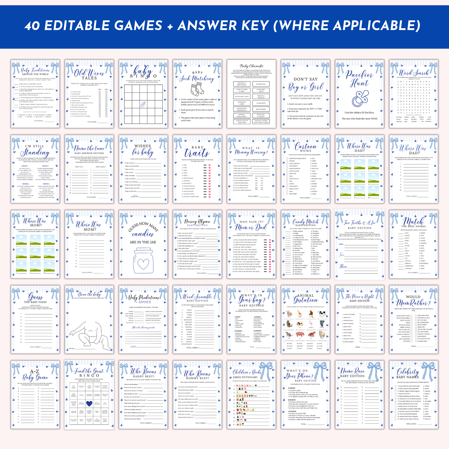 Valentine Baby Shower Games & Sign Bundle