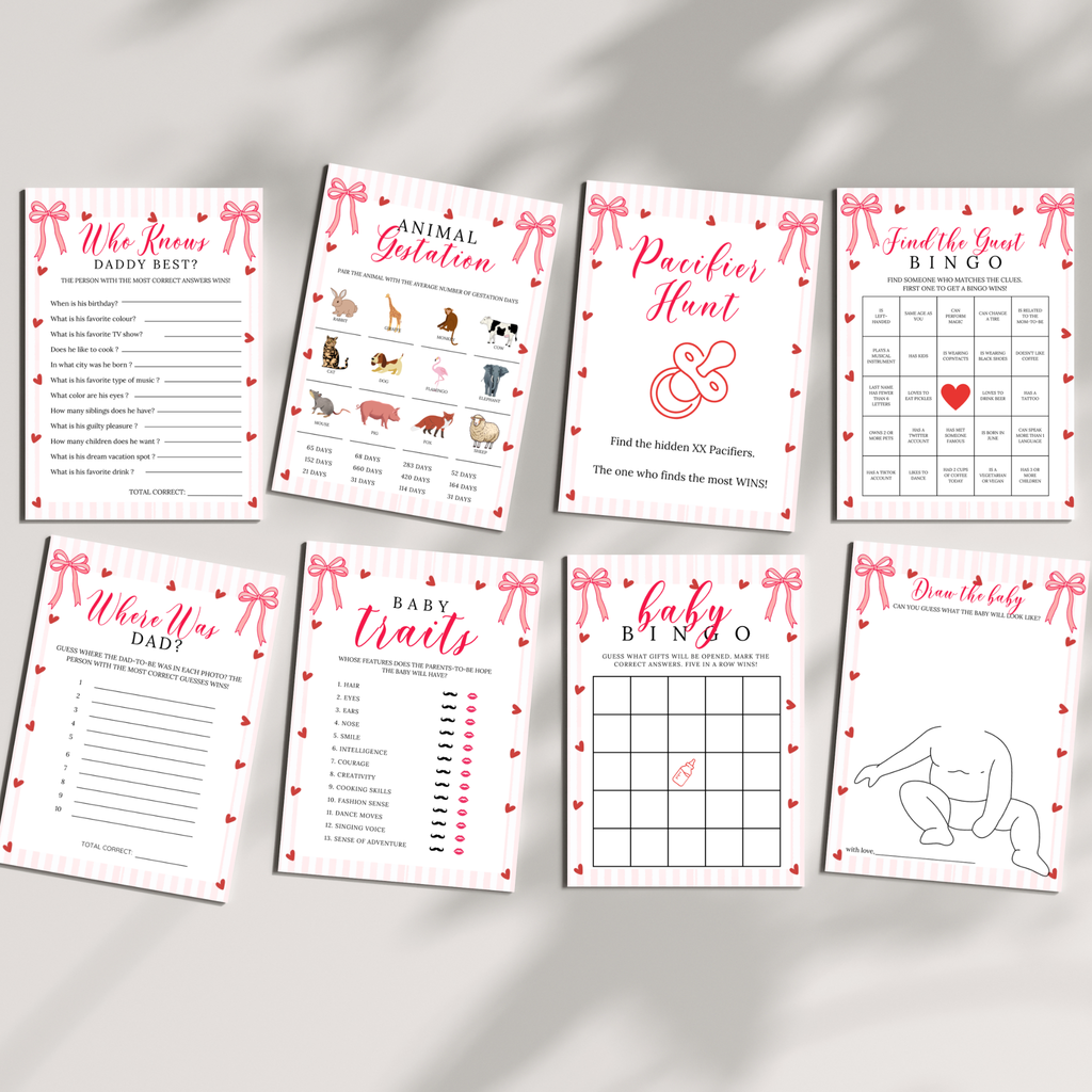 Valentine Baby Shower Games & Sign Bundle
