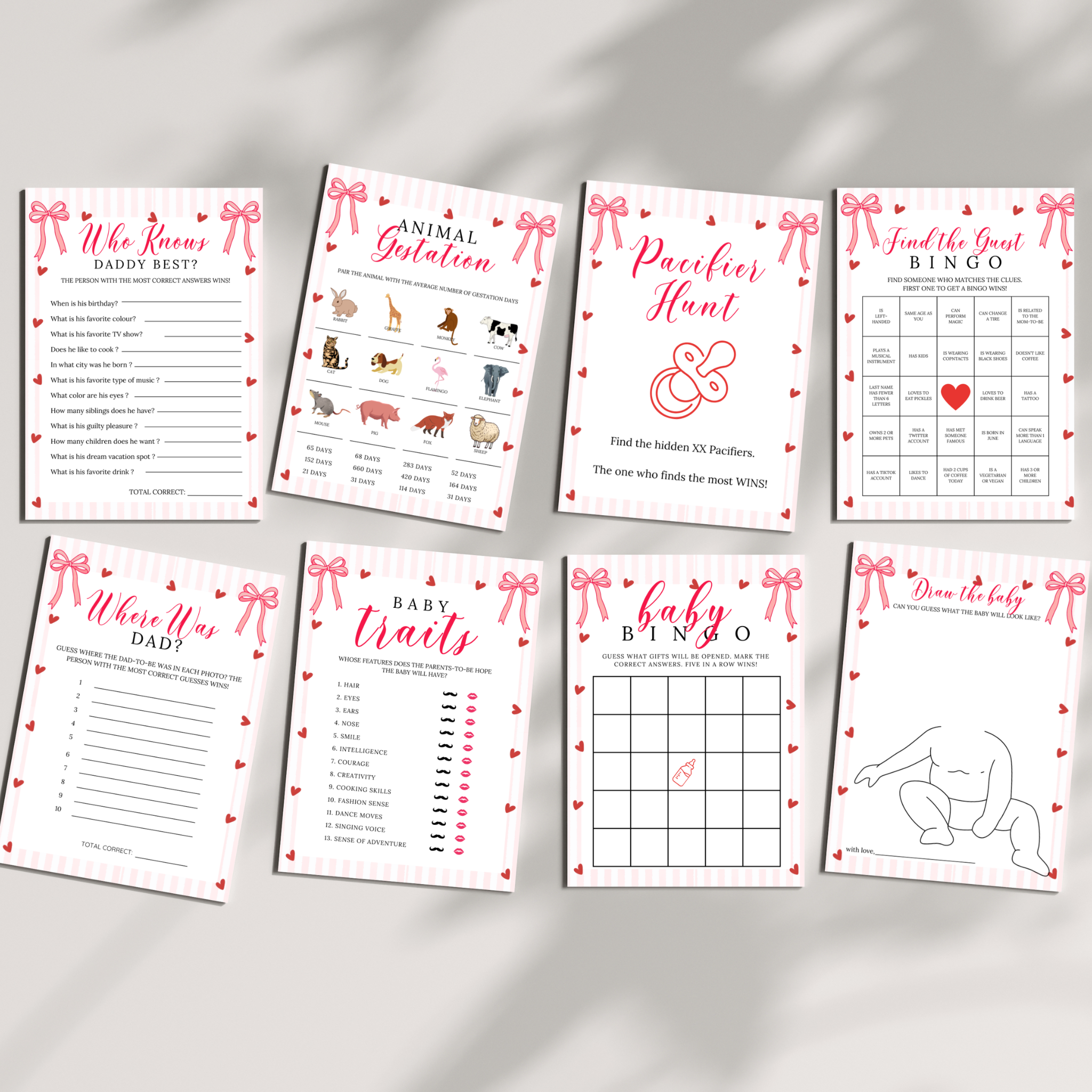 Valentine Baby Shower Games & Sign Bundle