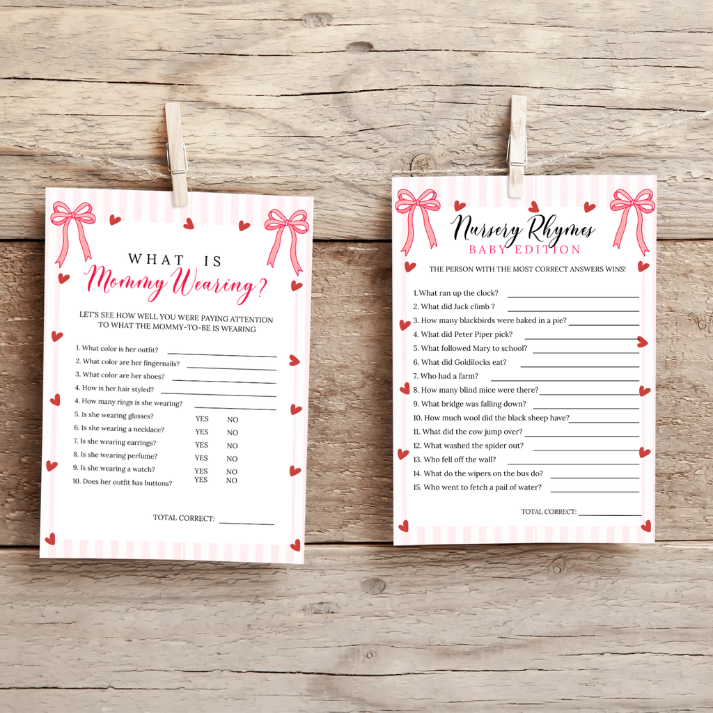 Valentine Baby Shower Games & Sign Bundle