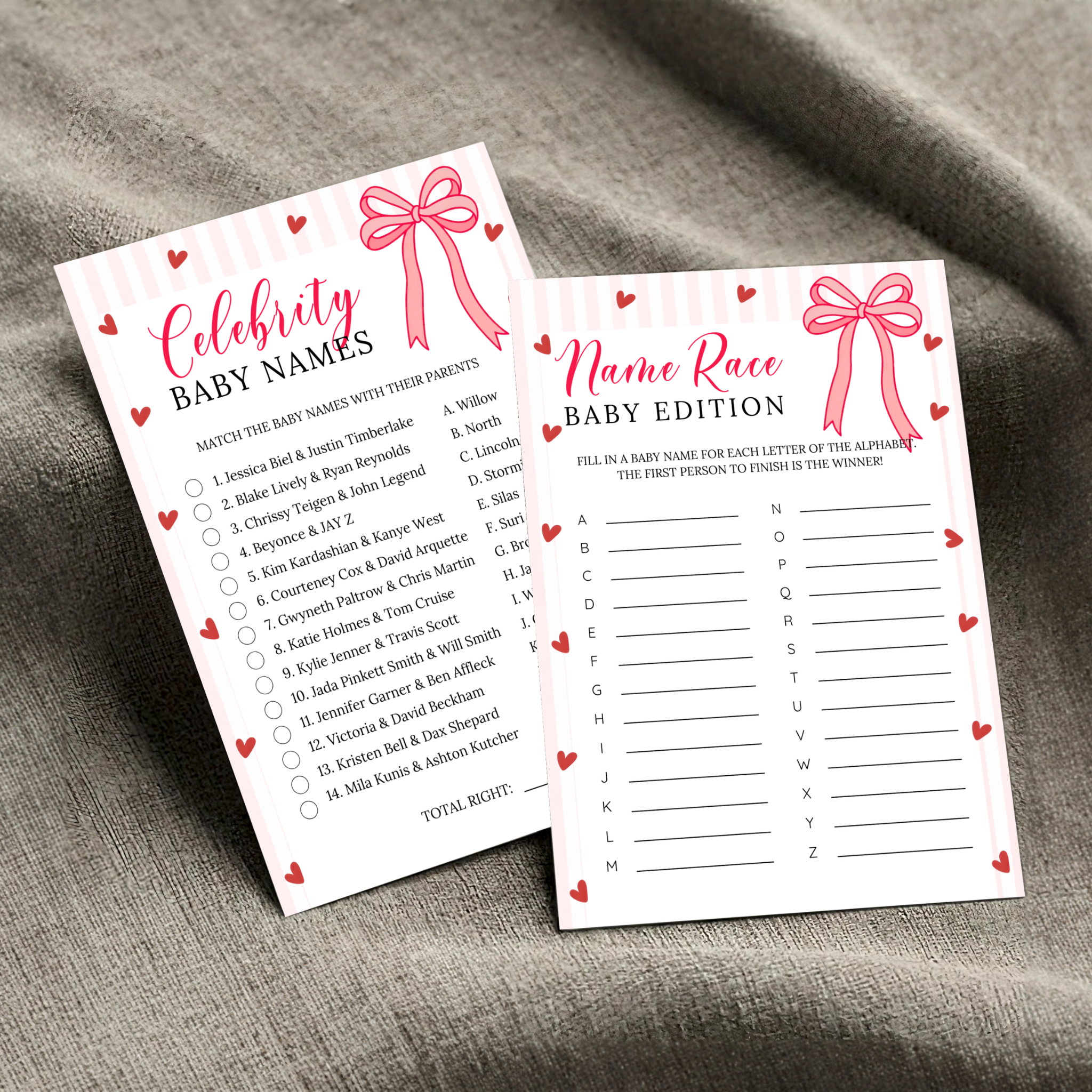 Valentine Baby Shower Games & Sign Bundle
