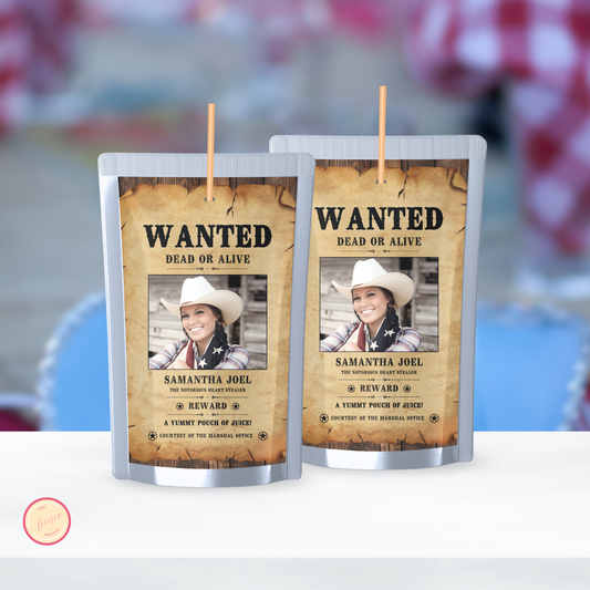 Wanted Juice Pouch Label