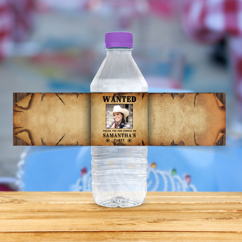 Wanted Water Bottle Label