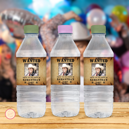 Wanted Water Bottle Label