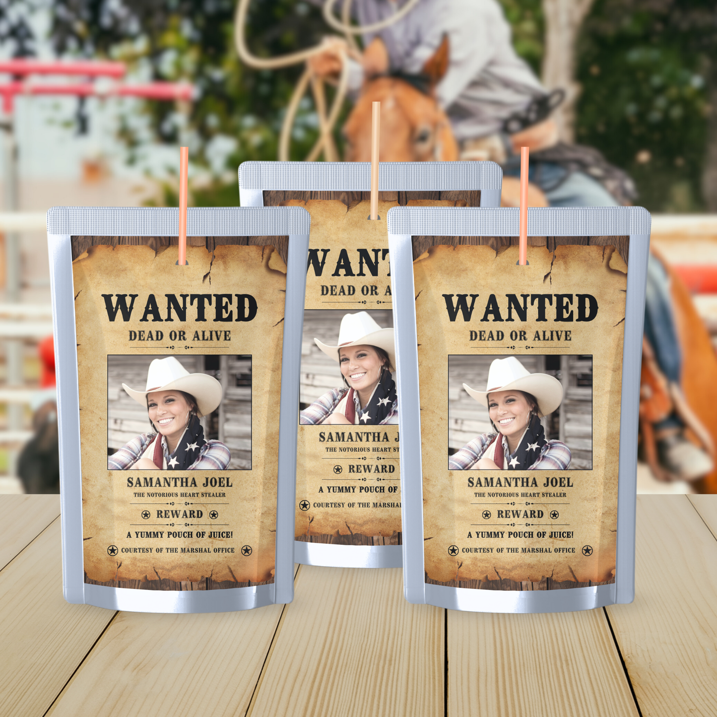 Wanted Juice Pouch Label