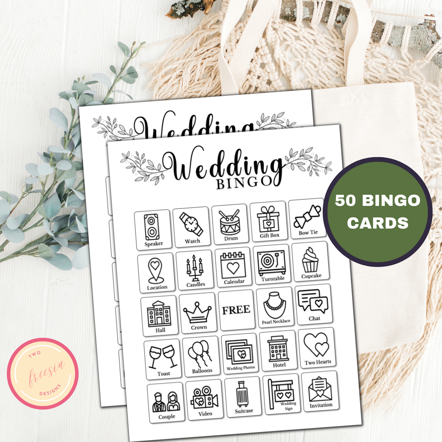 Wedding Bingo - 50 Cards