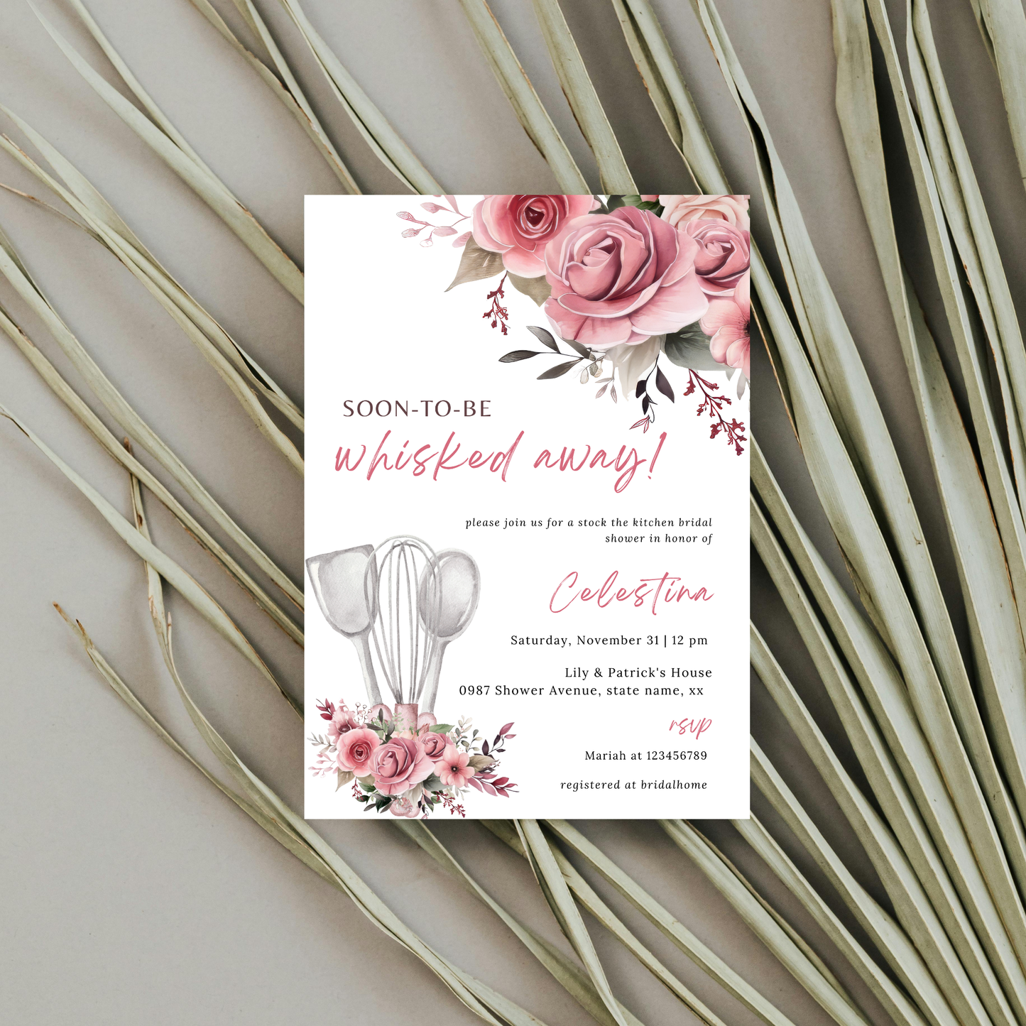 Whisked Away Bridal Shower Invitation - Pink