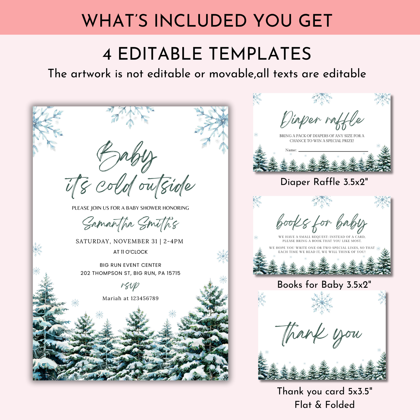 Winter Snowflake Shower Invitation Set