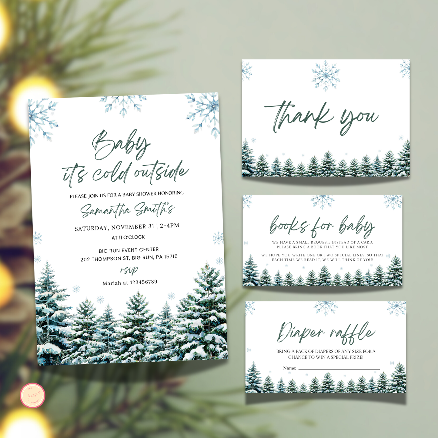 Winter Snowflake Shower Invitation Set