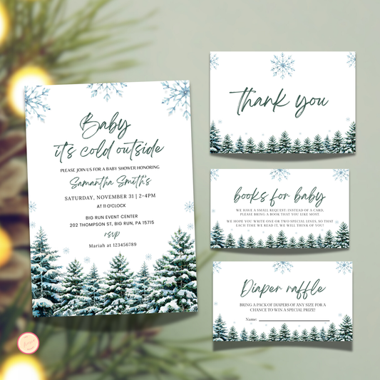 Winter Snowflake Shower Invitation Set