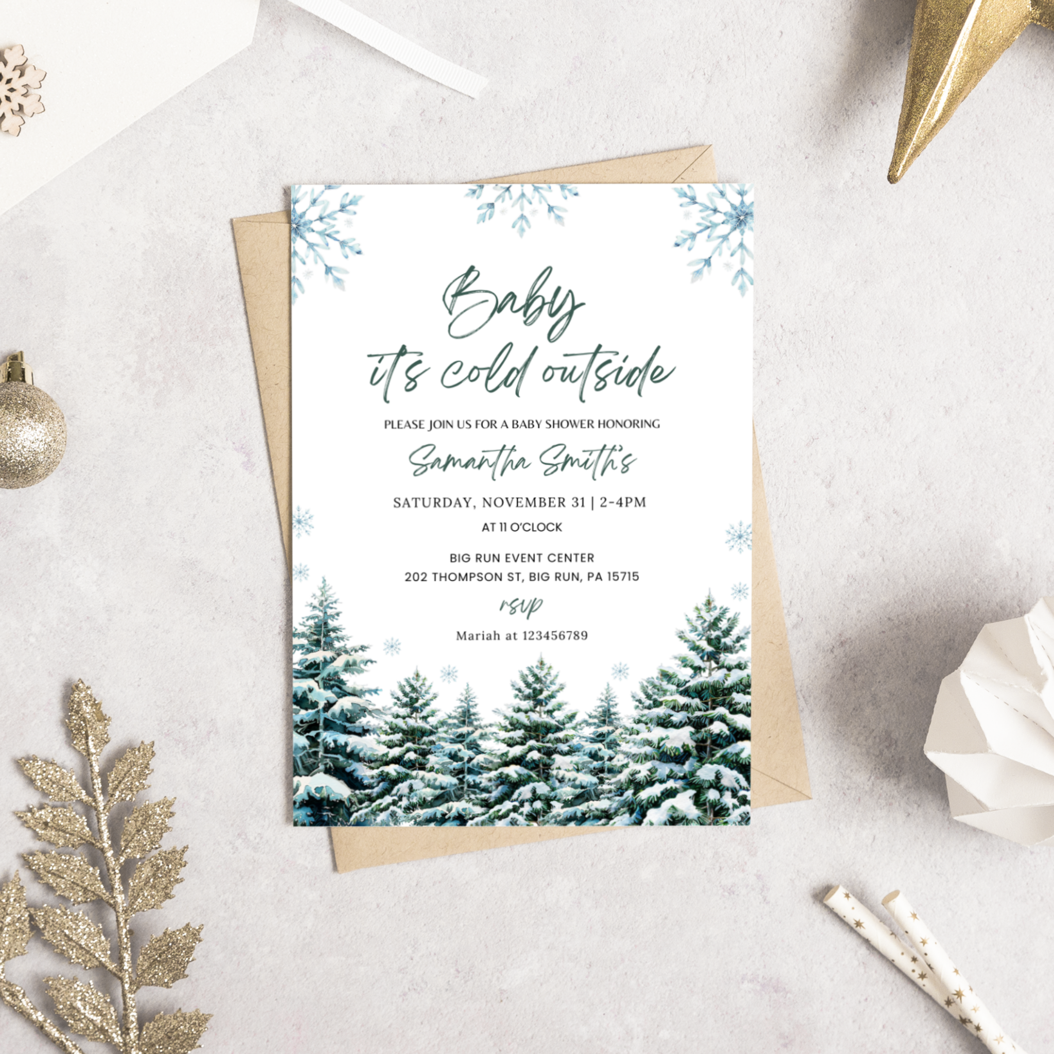 Winter Snowflake Shower Invitation Set