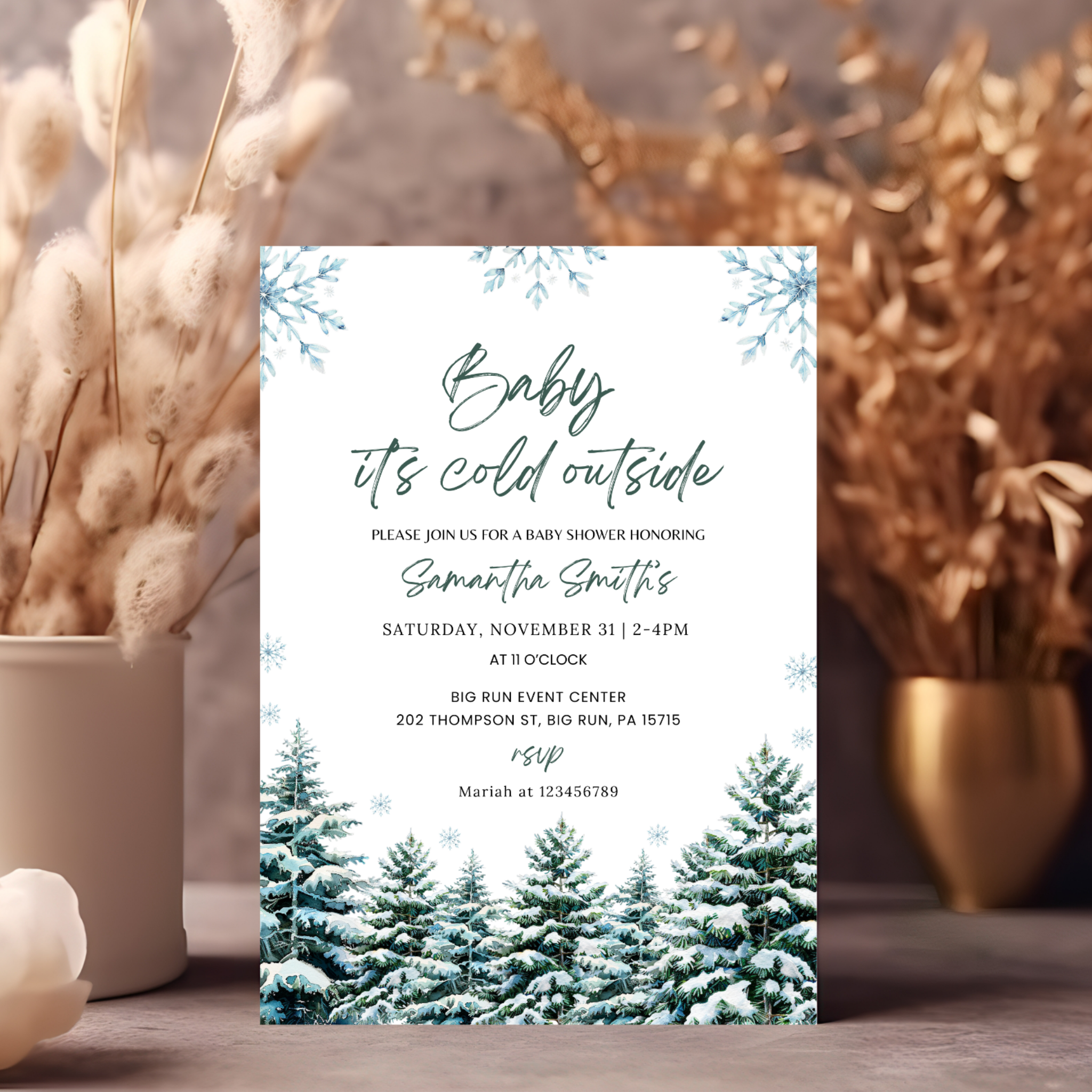 Winter Snowflake Shower Invitation Set
