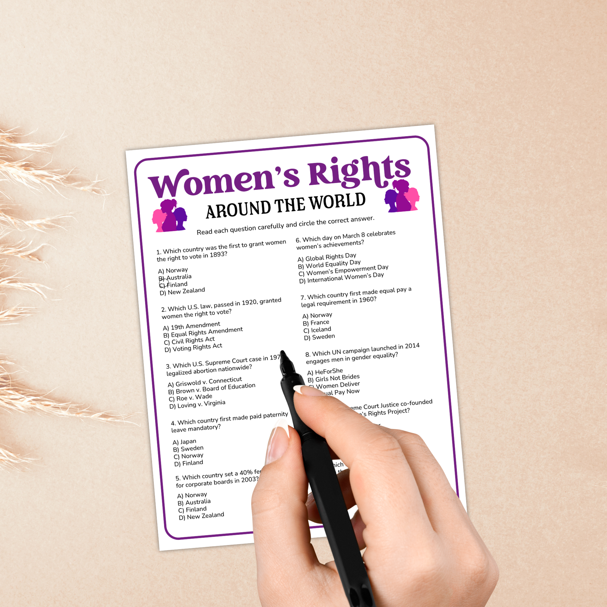 Women's Rights Trivia Game